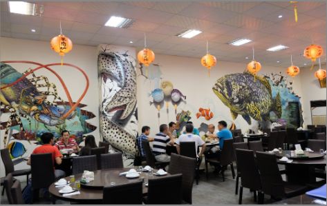 克井海鲜餐厅墙体彩绘